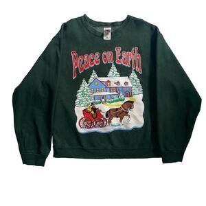 Vintage Peace On Earth Christmas Winter Holiday Festive Crewneck Sweatshirt